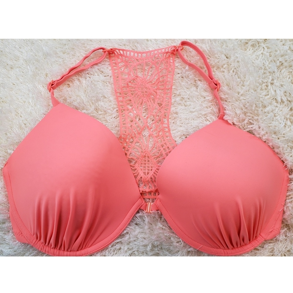 Xhilaration | Coral Crochet Bikini Top D/DD